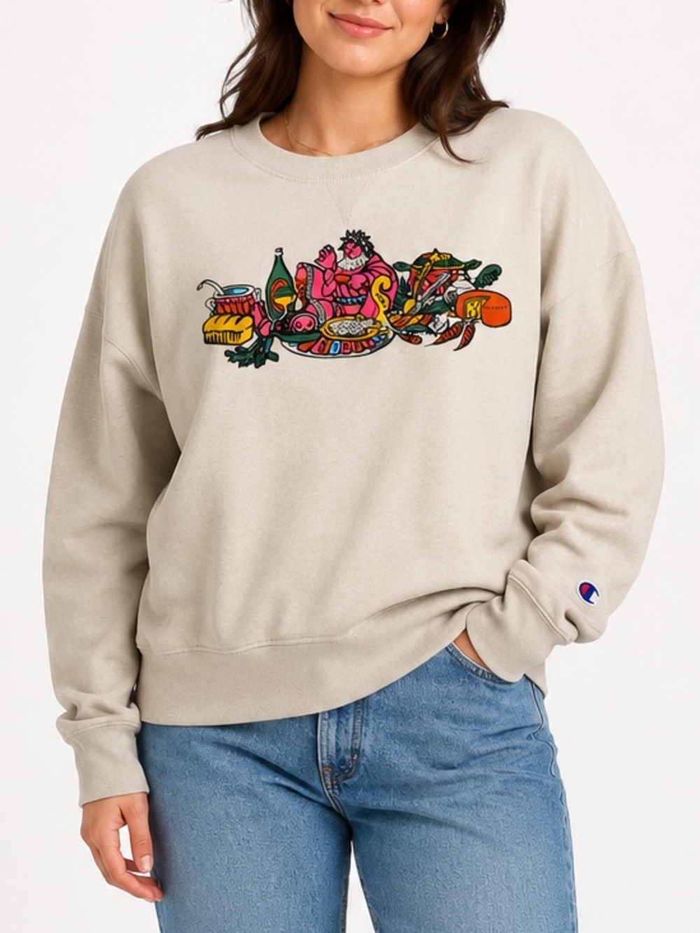 Champion Stress Skateboards Graphic Crewneck Sweatshirt Skater Streetwear Fall S